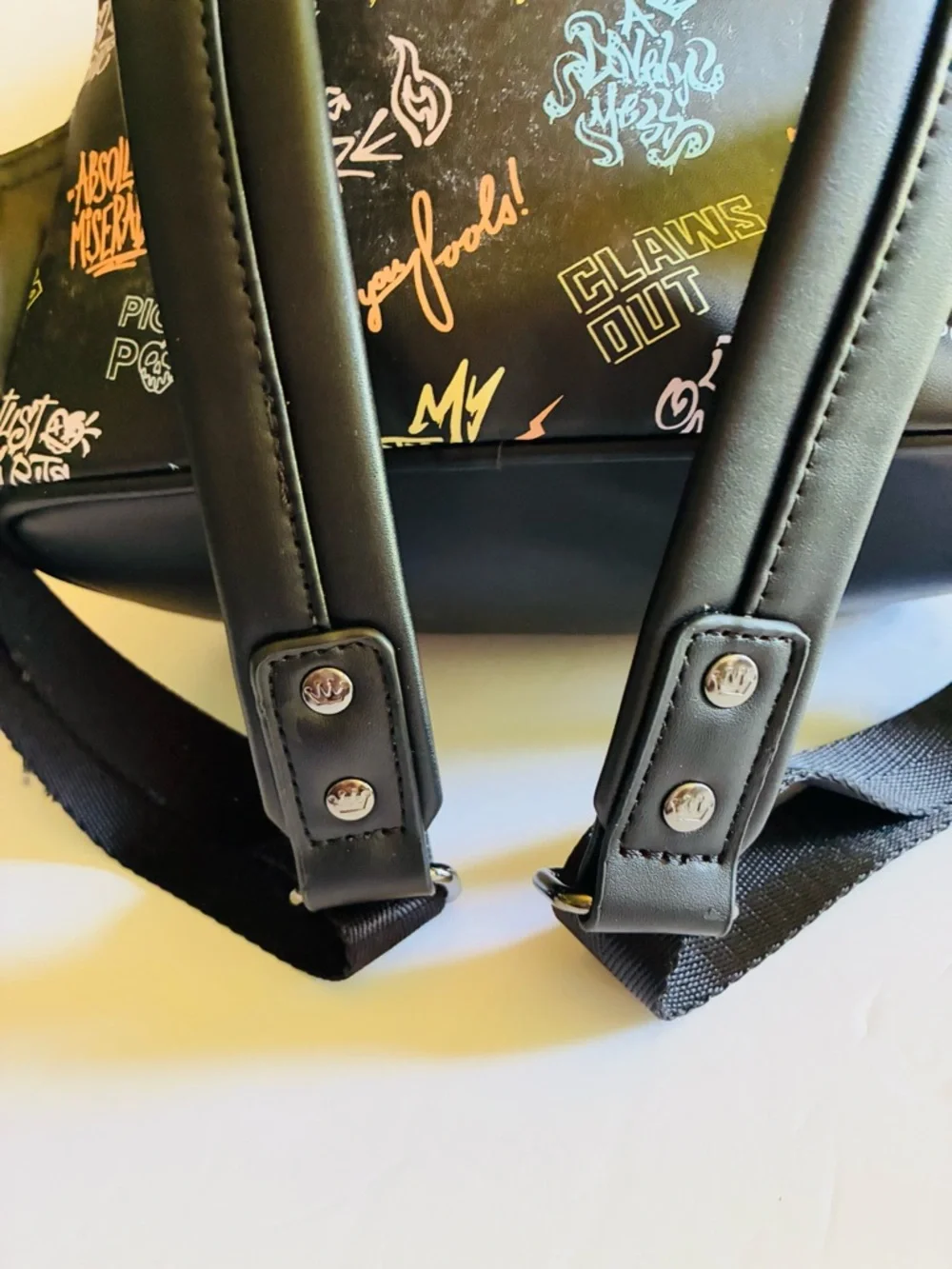 Disney Loungefly Villains Graphic Black Mini Backpack Hard Tag! EUC